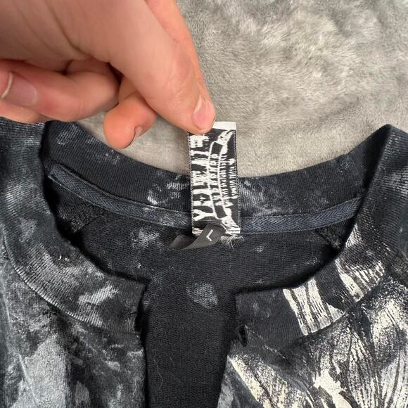 Vintage Filthy Gorgeous Black Dragon Paint Splattered Long-sleeve Shirt Size L - Picture 5 of 7